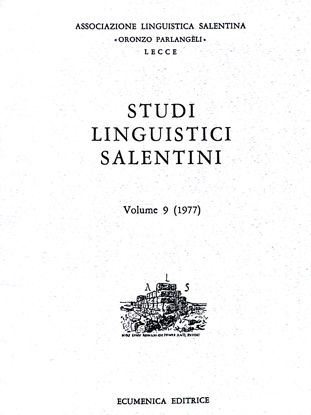 Immagine di Studi linguistici salentini - volume 9 (1977)